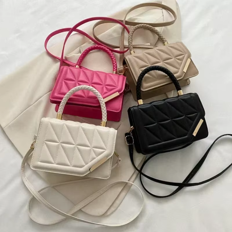 Sac à bandoulière en cuir PU à carreaux pour femmes