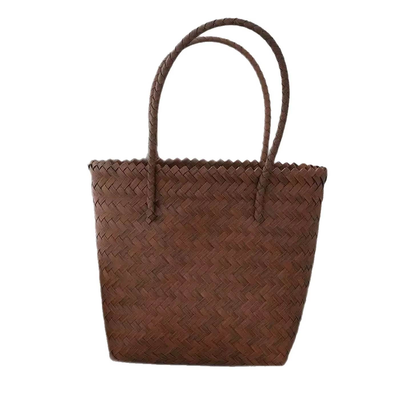 Sac fourre-tout rétro en osier marron pour femme
