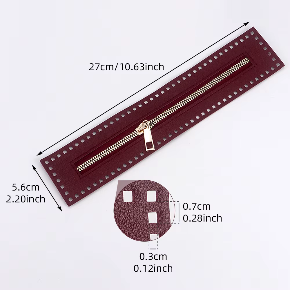 Lot de 5 sangles à fermeture éclair de 27 cm avec trou de couture