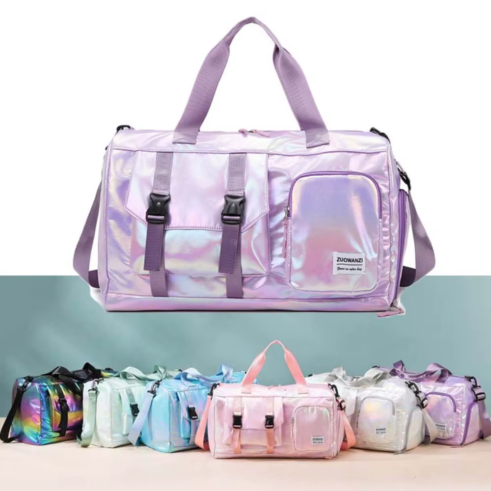 Sac polochon holographique Glamour – fourre-tout spacieux et élégant avec compartiment à chaussures pour les sacs de voyage sans effort pour les évasions du week-end