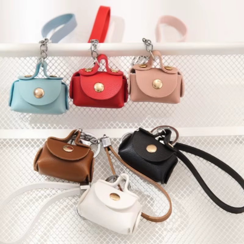 Mini porte-clés portefeuille en cuir PU
