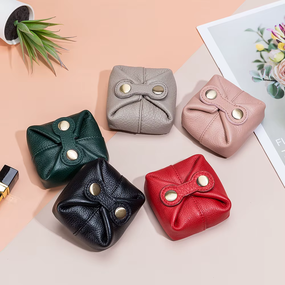 Sac à cosmétiques en cuir véritable pour femmes, pochette de maquillage mignonne, petite boîte à clés pour écouteurs, étui de rangement pour rouge à lèvres, Mini porte-monnaie à la mode