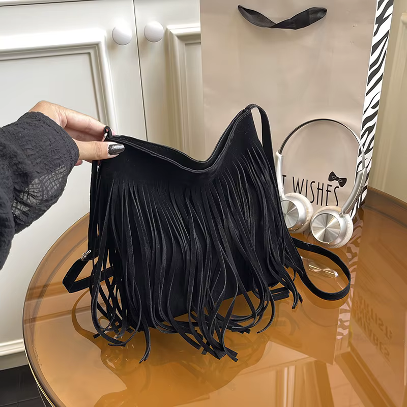 Nouveau sac bandoulière style bohème à franges