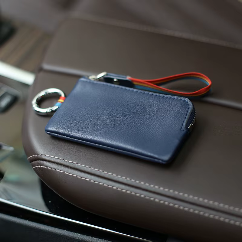 Mini sac à main pour hommes portefeuille femmes en cuir véritable fermeture éclair marque courte dame petit étui à clés