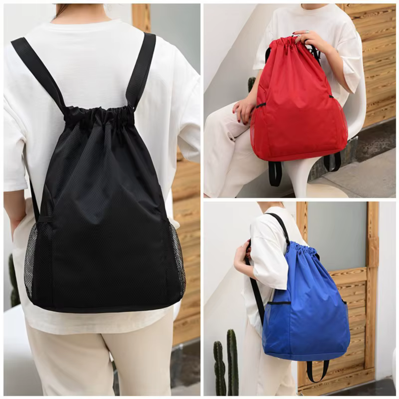 Sacs à dos femmes hommes grande capacité Bundle poche sac à cordon pour unisexe sport sac à dos décontracté couleur unie