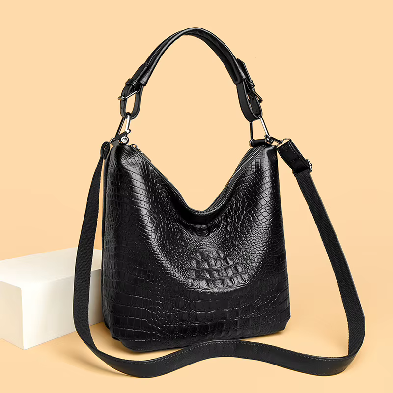 Sac pour femme simple à motif crocodile de grande capacité