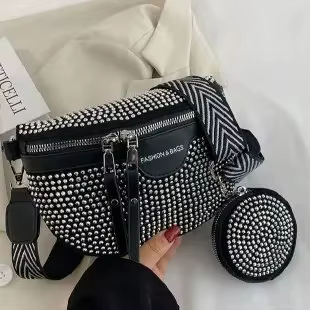 Sac bandoulière chic style coréen avec diamants brillants