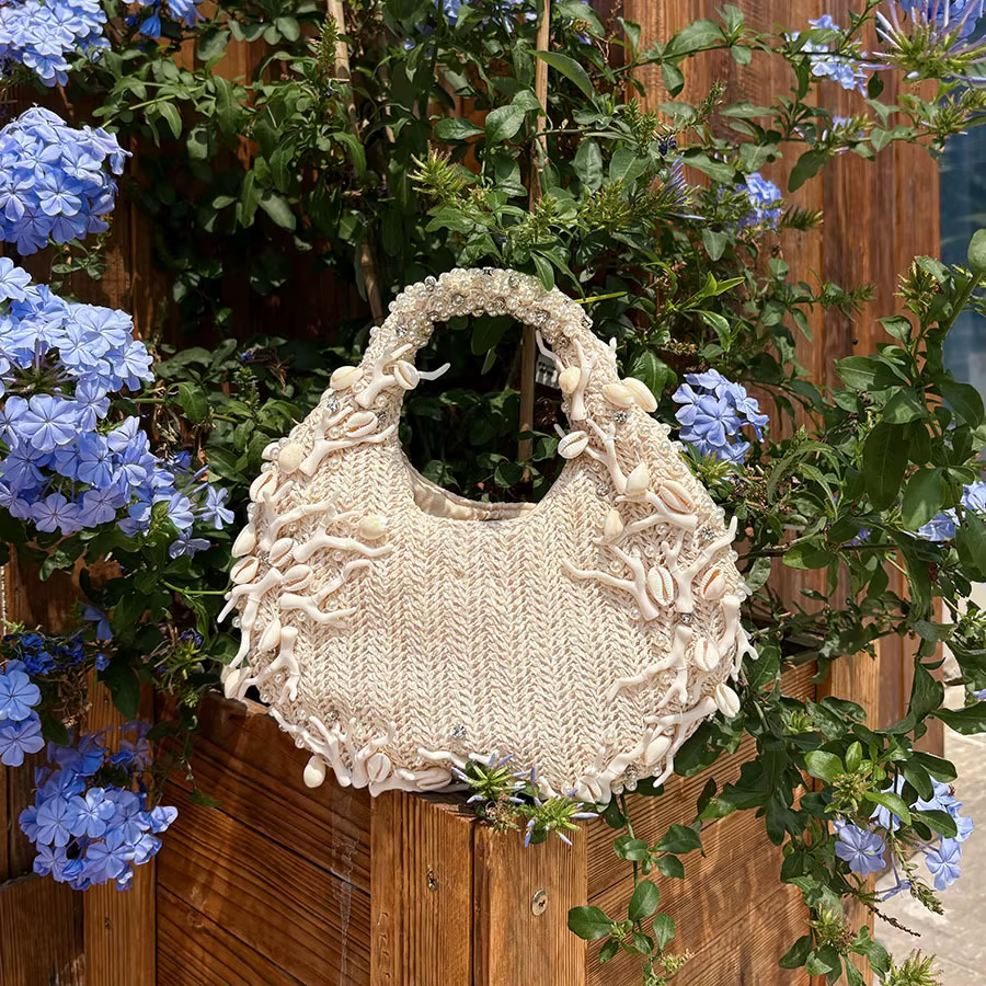 Sac à bandoulière de luxe en coquillage et corail
