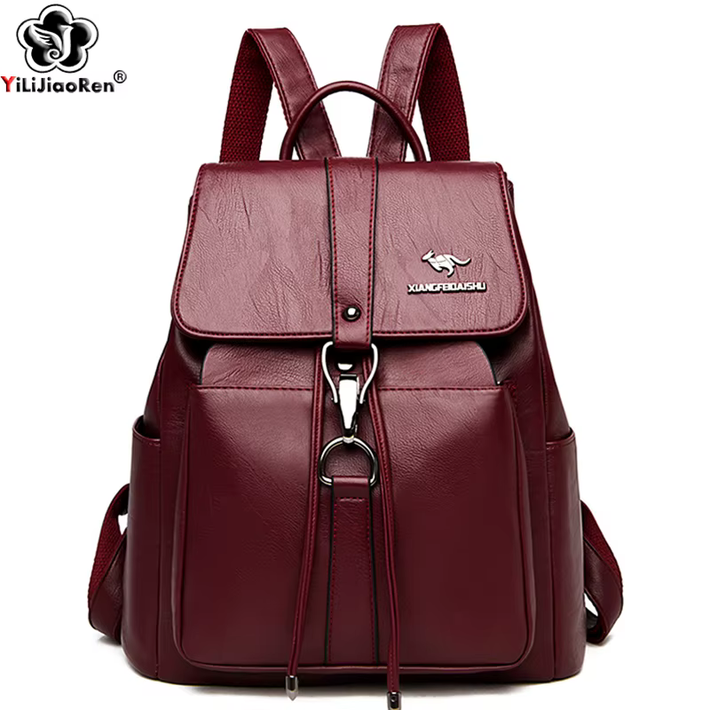 Sac à dos antivol en cuir de grande capacité pour femme