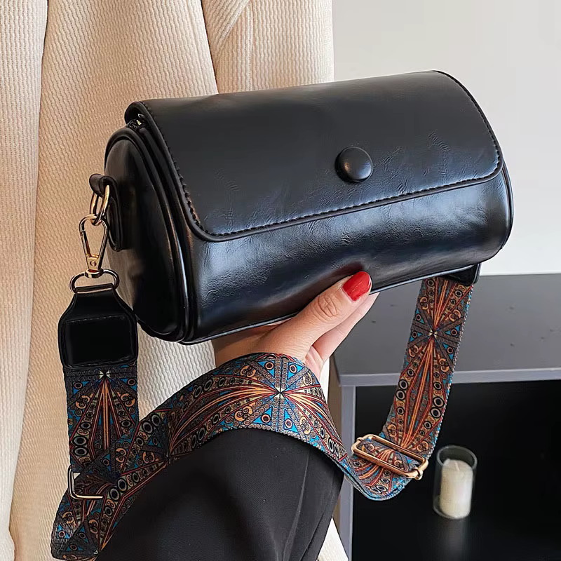 Sac cylindrique vintage 2025 pour femme – Design de petite niche