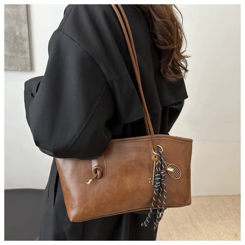 Y2K tendance sac à bandoulière de travail en cuir PU grande capacité Simple femme sac