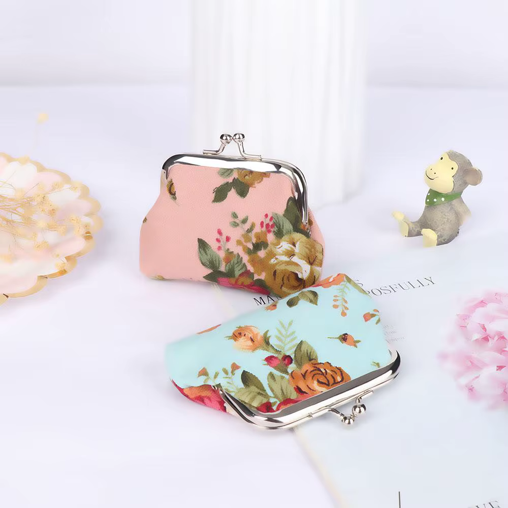 Floral femmes Vintage fleur rétro Mini petit portefeuille pochette porte-monnaie porte-carte de crédit