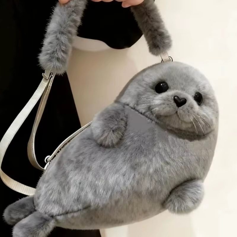 Sac à bandoulière en forme de phoque mignon et épaissi