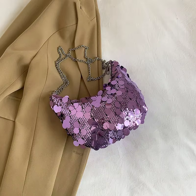 Sac à Main Demi-Lune Hobos à Paillettes pour Femme