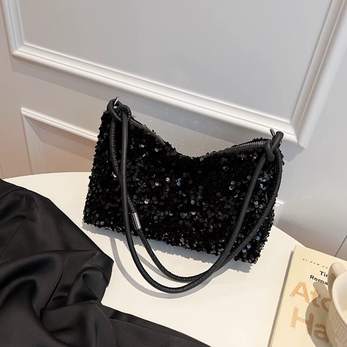 Sac bandoulière chic et décontracté 2026 INS Black Spice Glitter