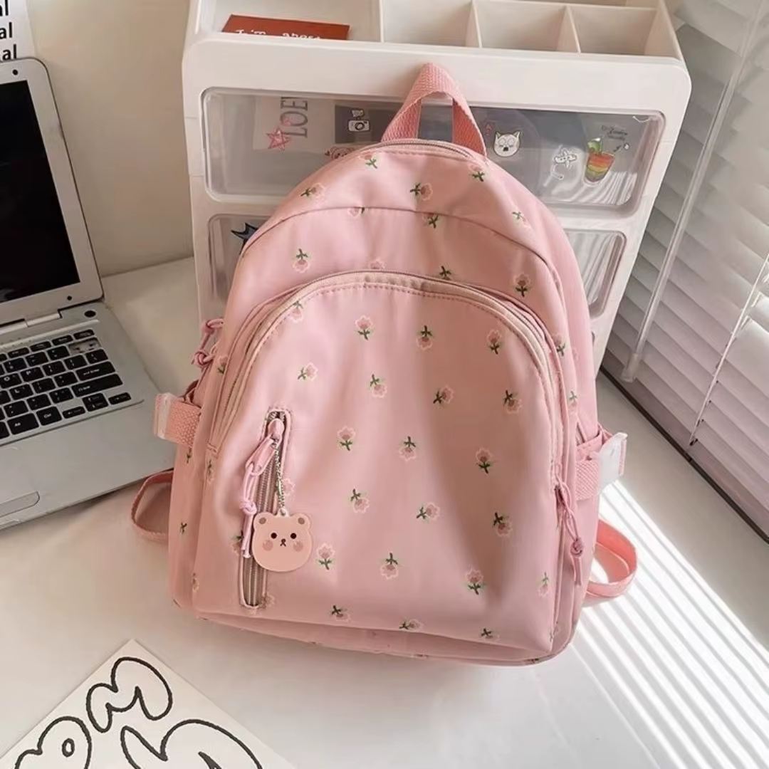 Petit sac à dos imprimé de fleurs fraîches pour femmes et filles