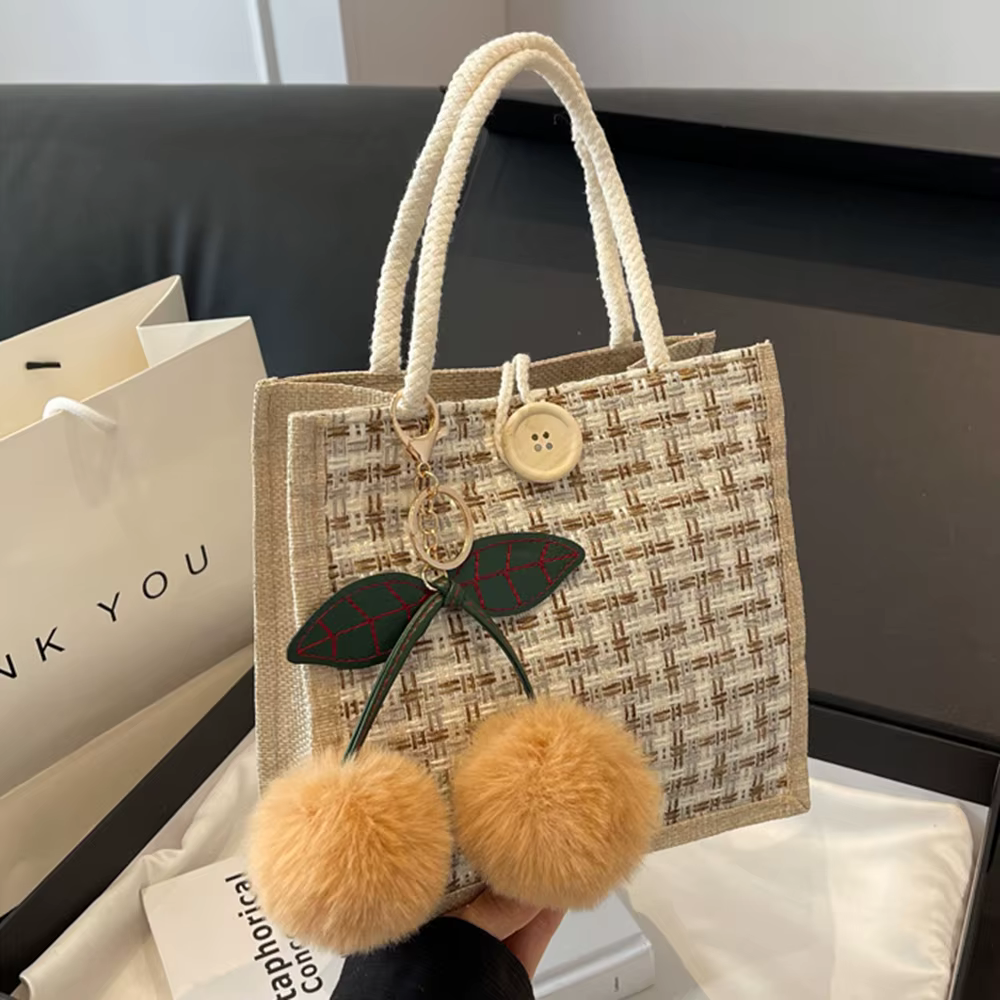 Sac à main en lin tissé pour dames