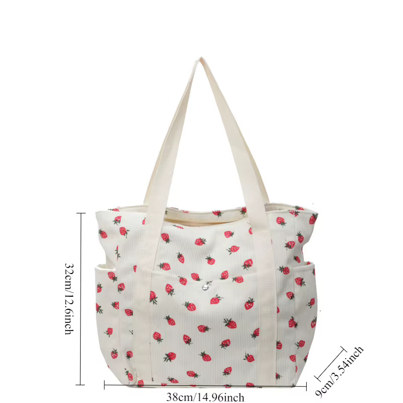 Sac fourre-tout en velours côtelé pour loisirs