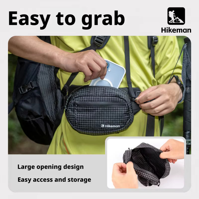 Sac banane Hikeman léger et imperméable pour la randonnée en extérieur avec système MOLLE, sac de poitrine respirant pour le cyclisme, la course à pied et les activités tactiques