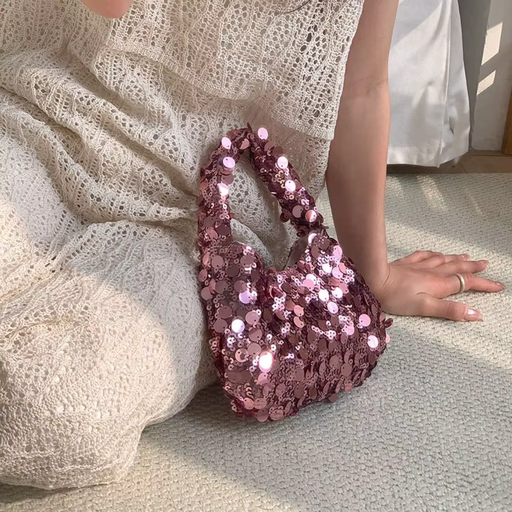 Sac à main à paillettes argentées pour téléphone portable