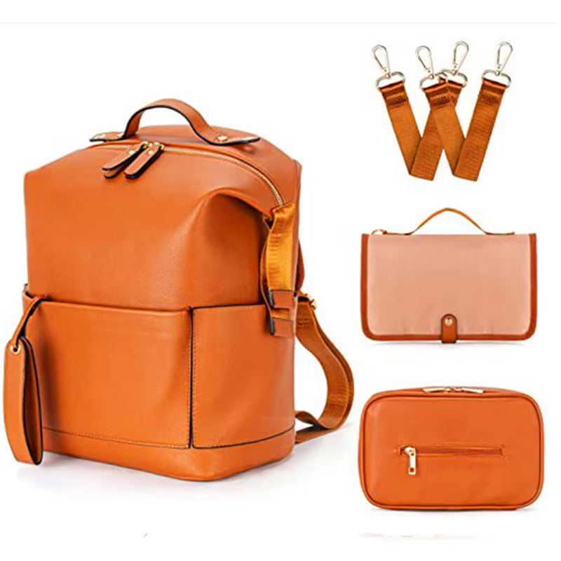 Sac maman Pu maman sac à dos mère bébé peau cuir Double sac à bandoulière bébé sac à couches bébé voyage sac de rangement poussette sac