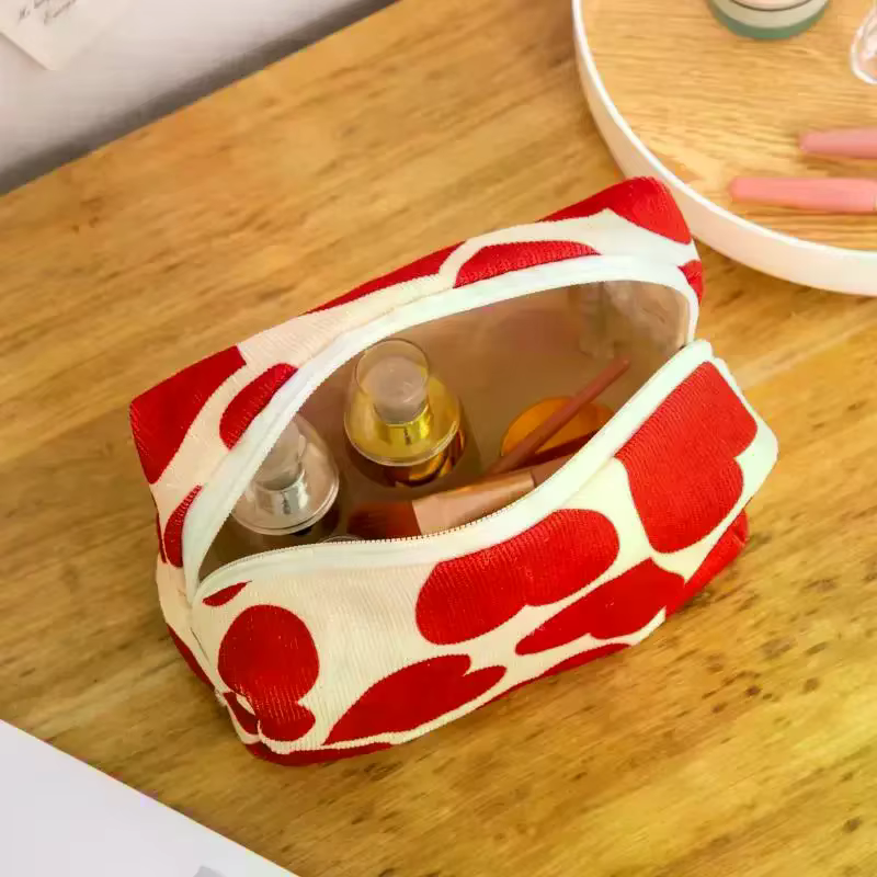 Sac à cosmétiques en velours côtelé pour femmes