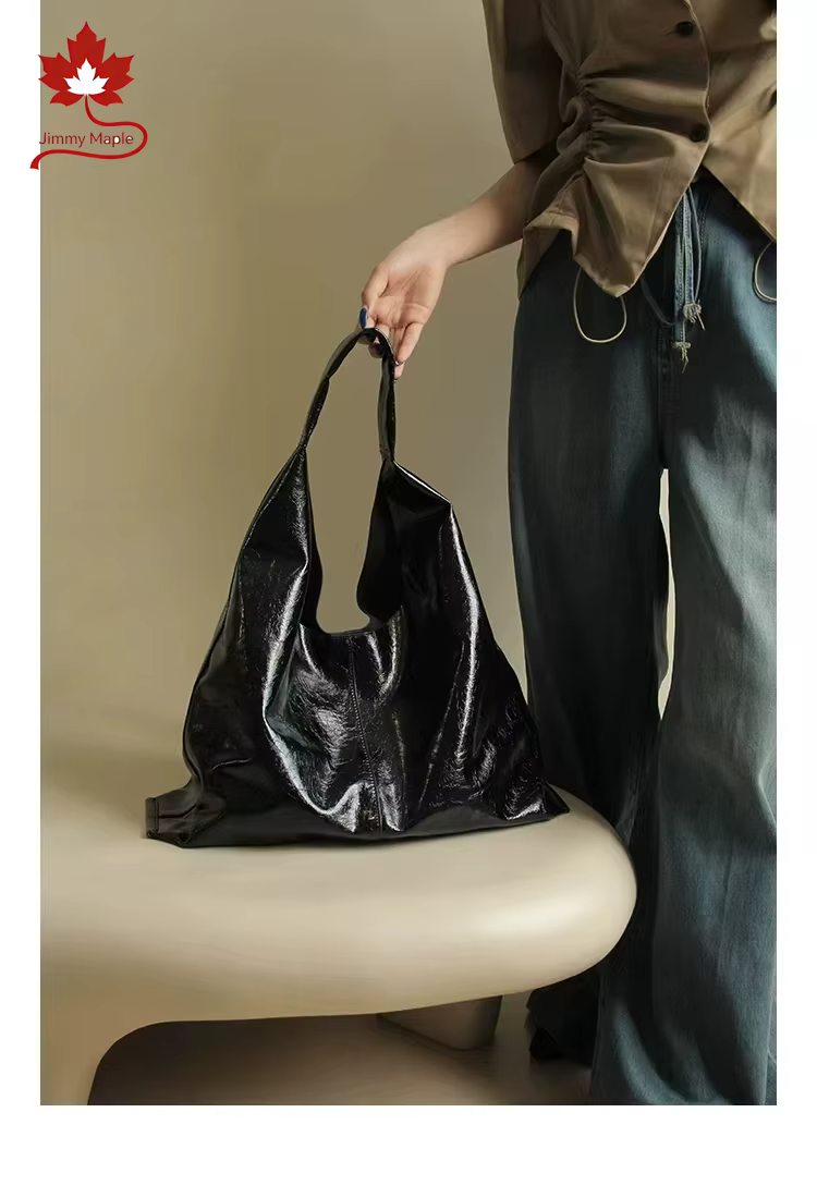 Nouveau Style européen et américain grand fourre-tout décontracté couleur argent brillant cireux cuir de vache femmes aisselle sac à bandoulière sac à main de loisirs