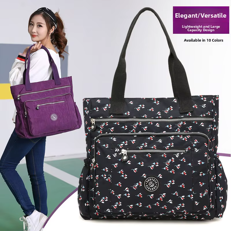 Sac à bandoulière en toile et nylon grande capacité pour femme