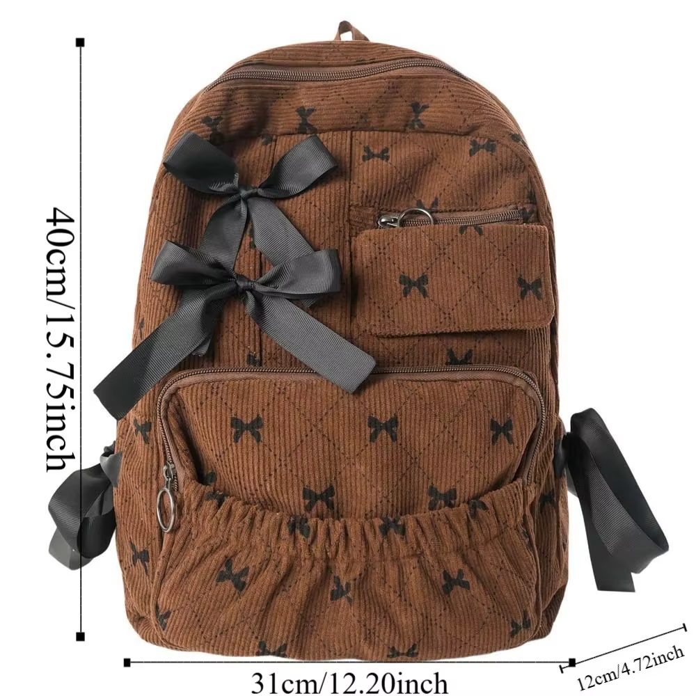 Sac à dos en velours côtelé avec nœud