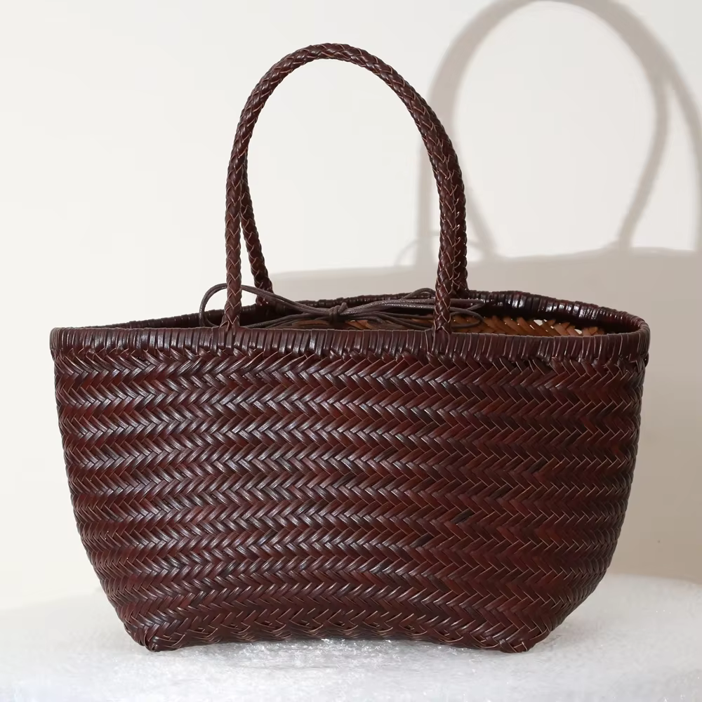 Sacs à main femmes en cuir véritable sac à bandoulière tissage sac à provisions décontracté Vintage grand fourre-tout