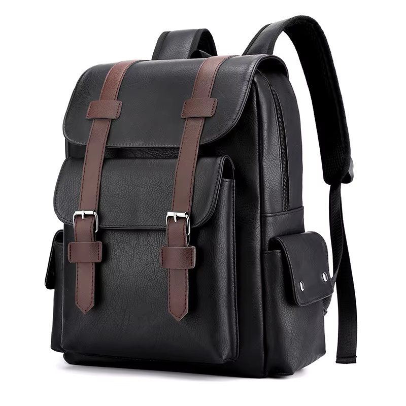 2023 Hommes Sac À Dos En Cuir PU Bagpack Grand Ordinateur Portable Sacs À Dos Mâle Mochilas Noir Cartable Pour Adolescents Garçons Marron Sac A Dos