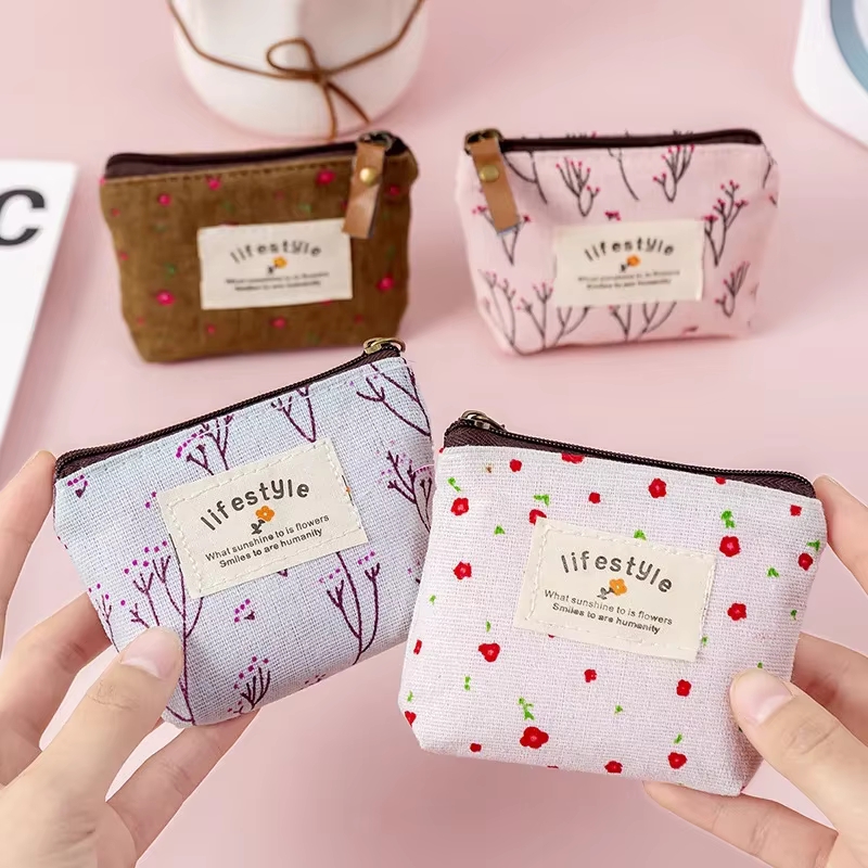 Mode Kawaii porte-monnaie toile Mini pochette florale sac à main femmes filles enfants pas cher