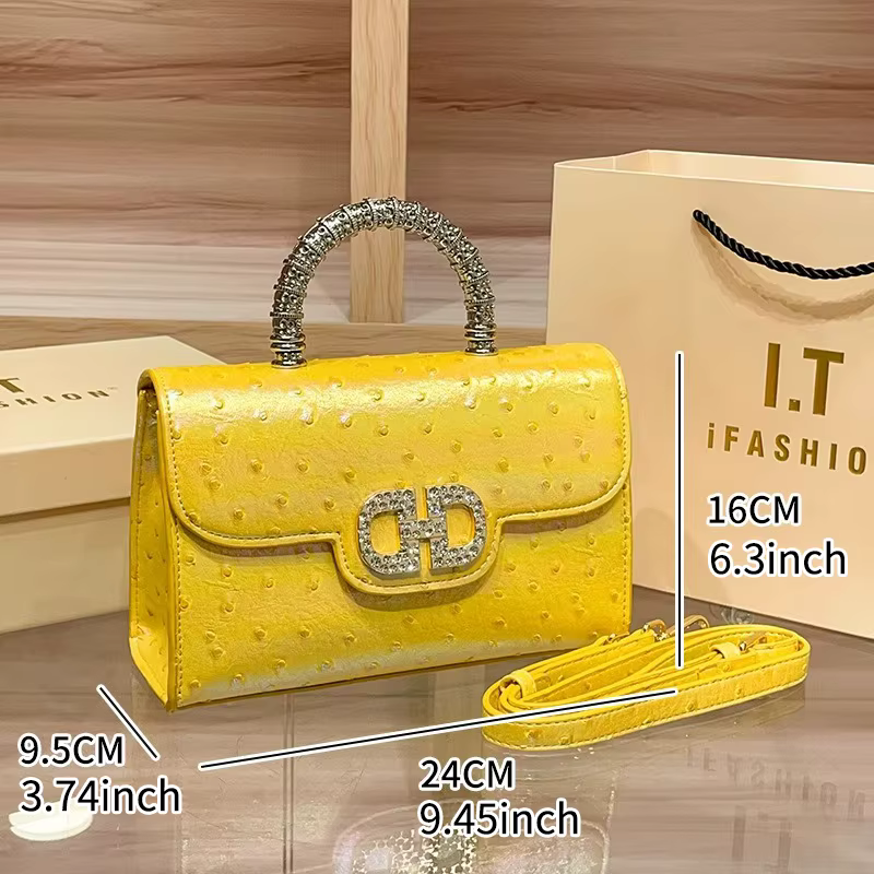 Nouveau sac à main sous les bras à motif d'autruche pour dames