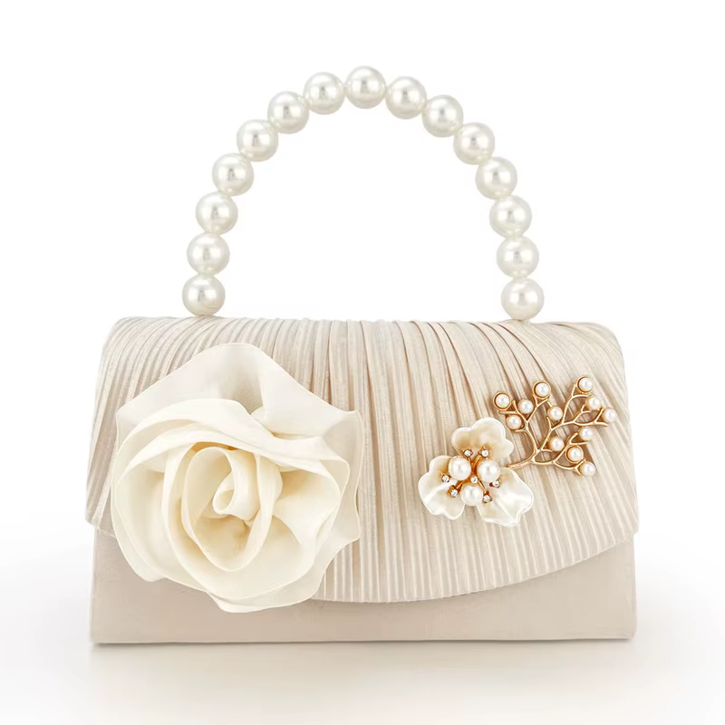 Pochette de soirée à fleurs en perles