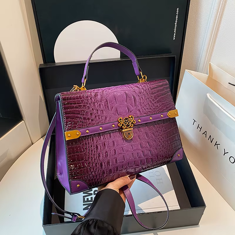 Sac à main violet de luxe classique pour femmes
