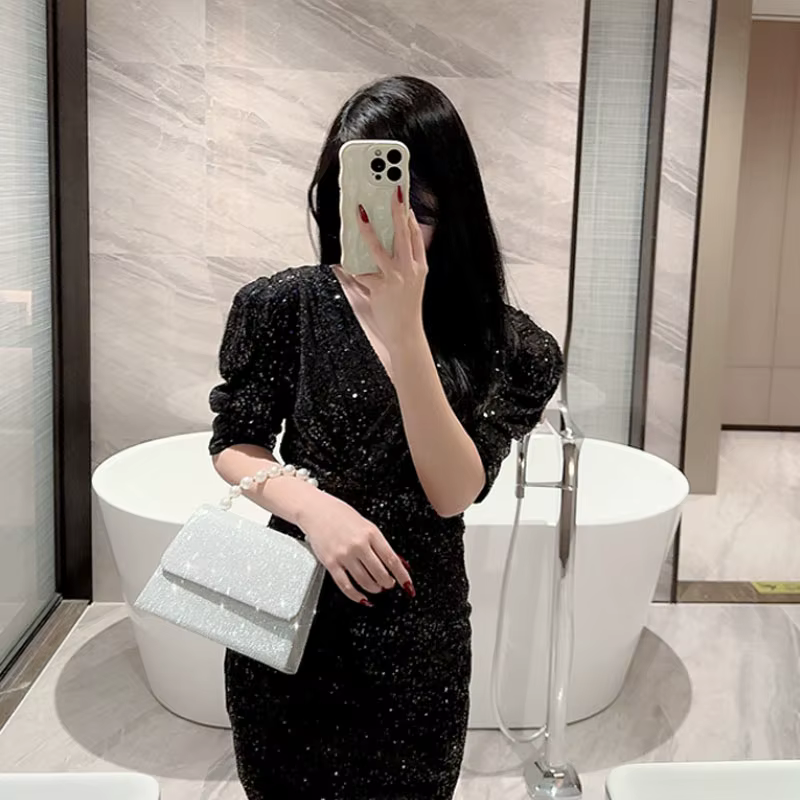 Perle chaîne sacs à bandoulière luxe sac à main or brillant soie sac de soirée femmes élégant mode Banquet pochette