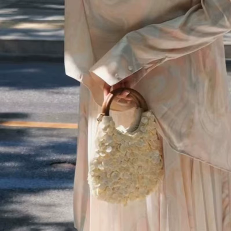 Sac à main à poignée supérieure en bois pour femmes