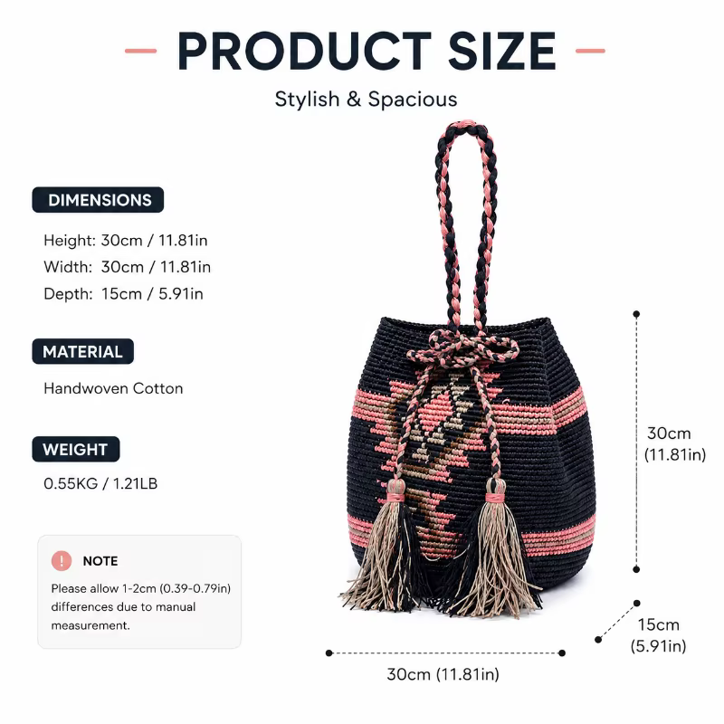 Sac à main en raphia crocheté à la main pour femme