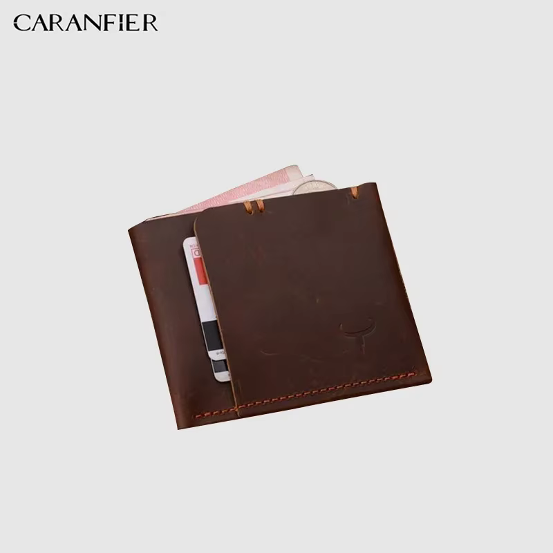 CARANFIER hommes cartes sacs Crazy Horse cuir homme Catera porte-monnaie support durable sac femmes