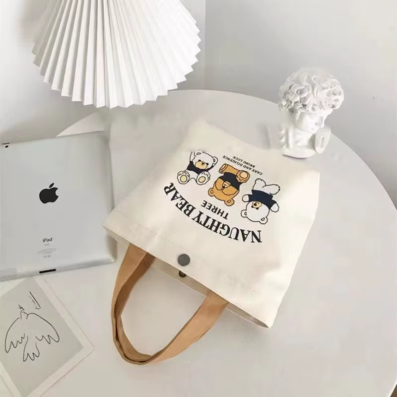 Sac en toile petit sac à main polyvalent femme étudiant boîte à déjeuner sac fourre-tout Simple employé de bureau sac