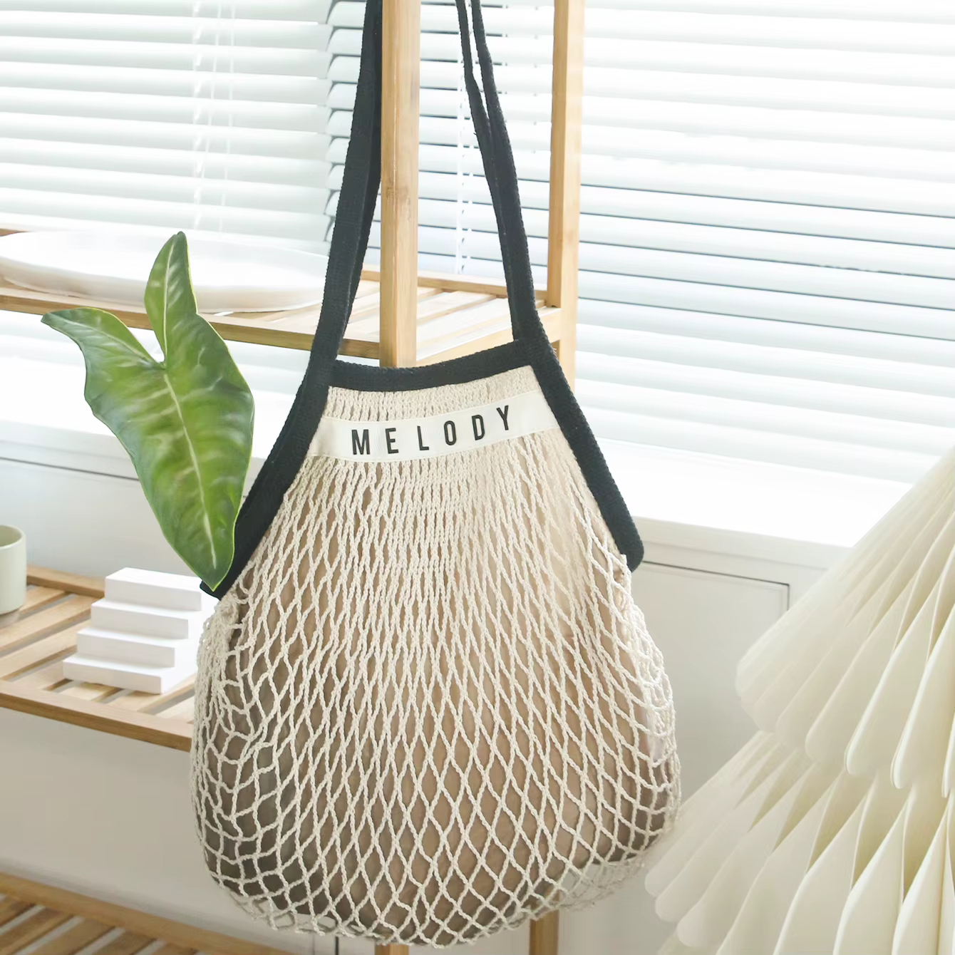 Sac en coton biologique en maille avec nom personnalisé