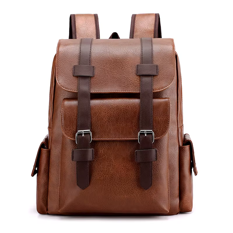 2023 Hommes Sac À Dos En Cuir PU Bagpack Grand Ordinateur Portable Sacs À Dos Mâle Mochilas Noir Cartable Pour Adolescents Garçons Marron Sac A Dos
