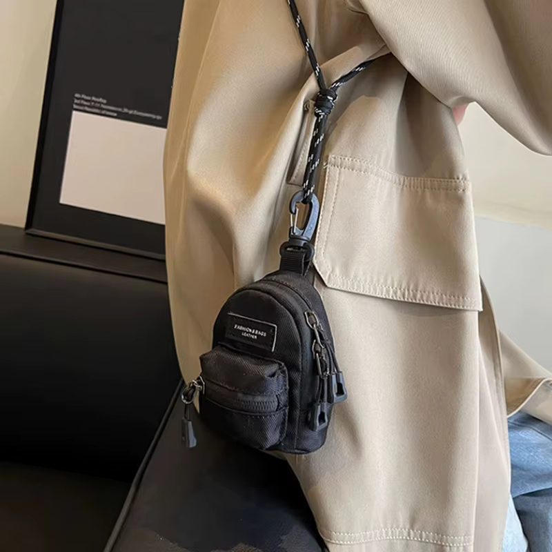 Mini porte-monnaie unisexe, sac bandoulière portable, portefeuilles, sacs à épaule pour écouteurs et clés, style Hip Hop décontracté, polyvalent, nouveauté