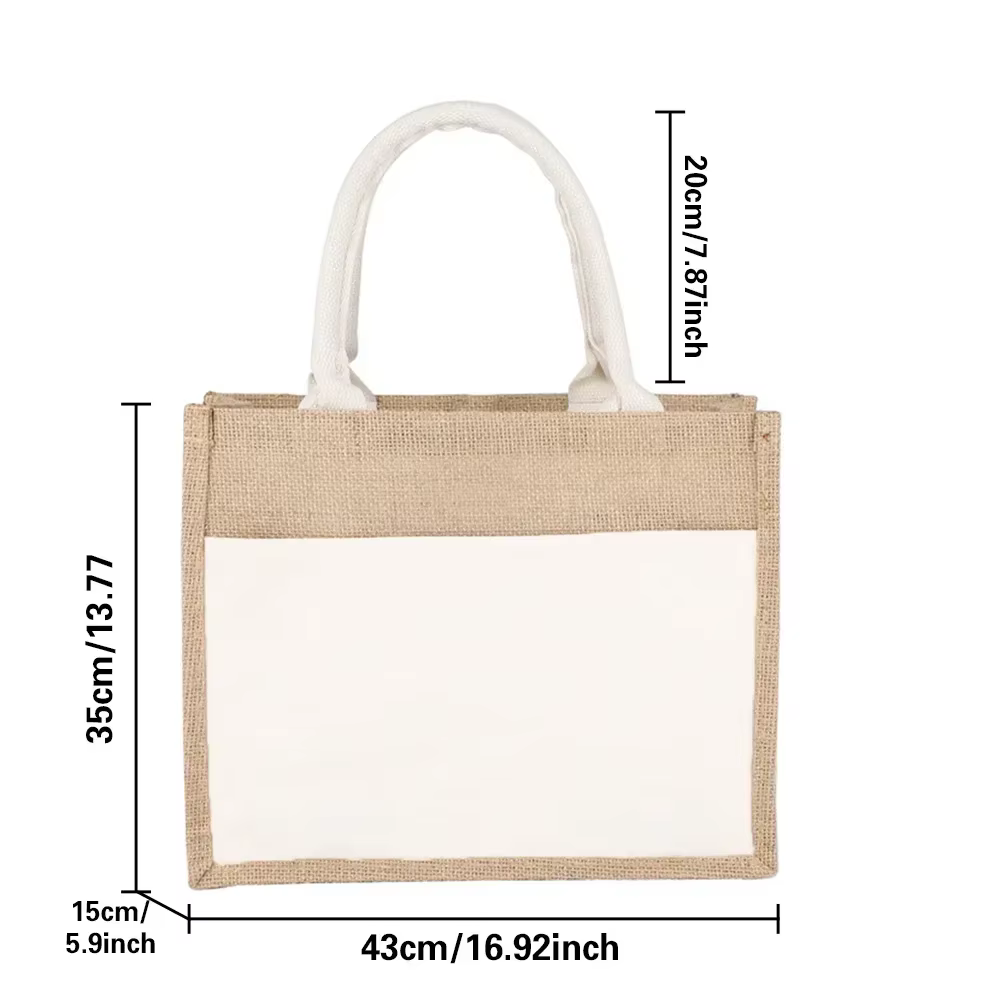 Sac fourre-tout portable en jute, sacs à provisions, série spinale, sacs à main de plage légers, 35% lin, sacs de rangement d'épicerie