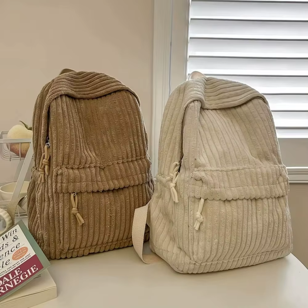 Sac à dos en velours côtelé de style coréen
