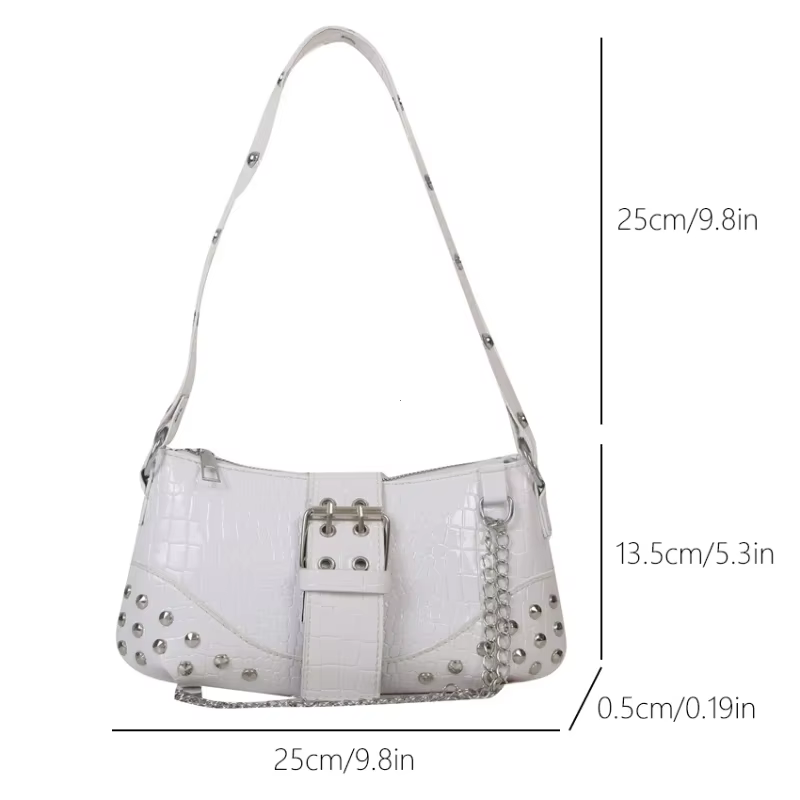 Sac à bandoulière gothique pour femmes, sac à main Style Cool, tendance Rock pour filles, chaîne à rivets Y2K pour voyage, vacances, quotidien