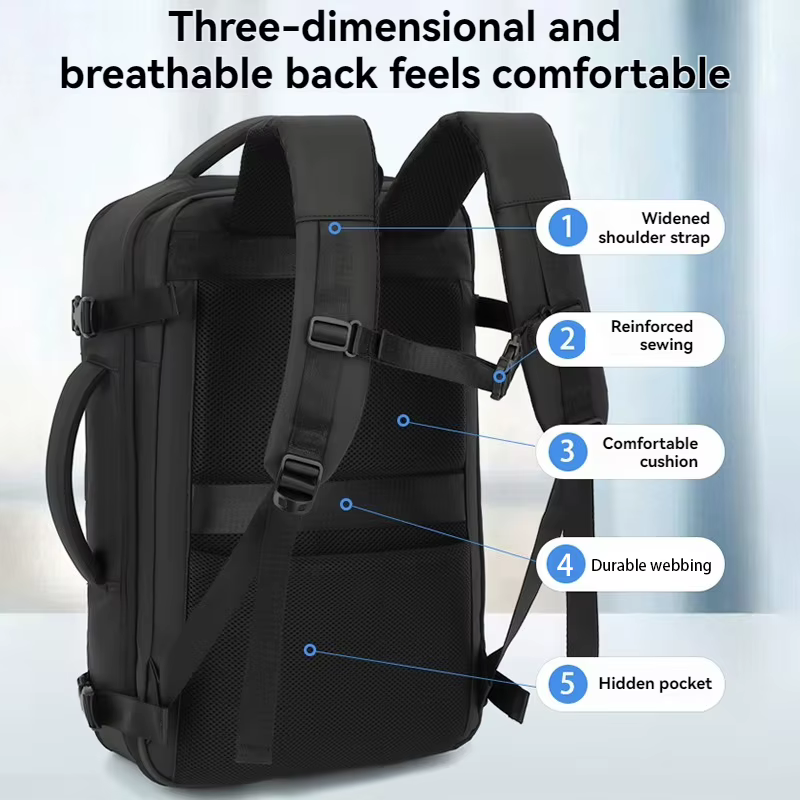 Sac à dos de voyage scellé sous vide 50L-65L avec compression d'air extensible et pompe de gonflage