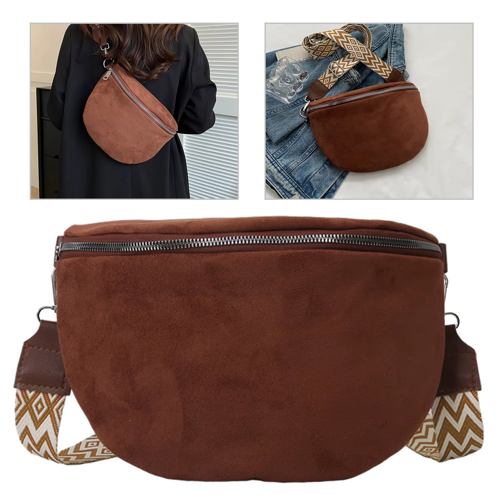 Sac banane en cuir PU pour femme