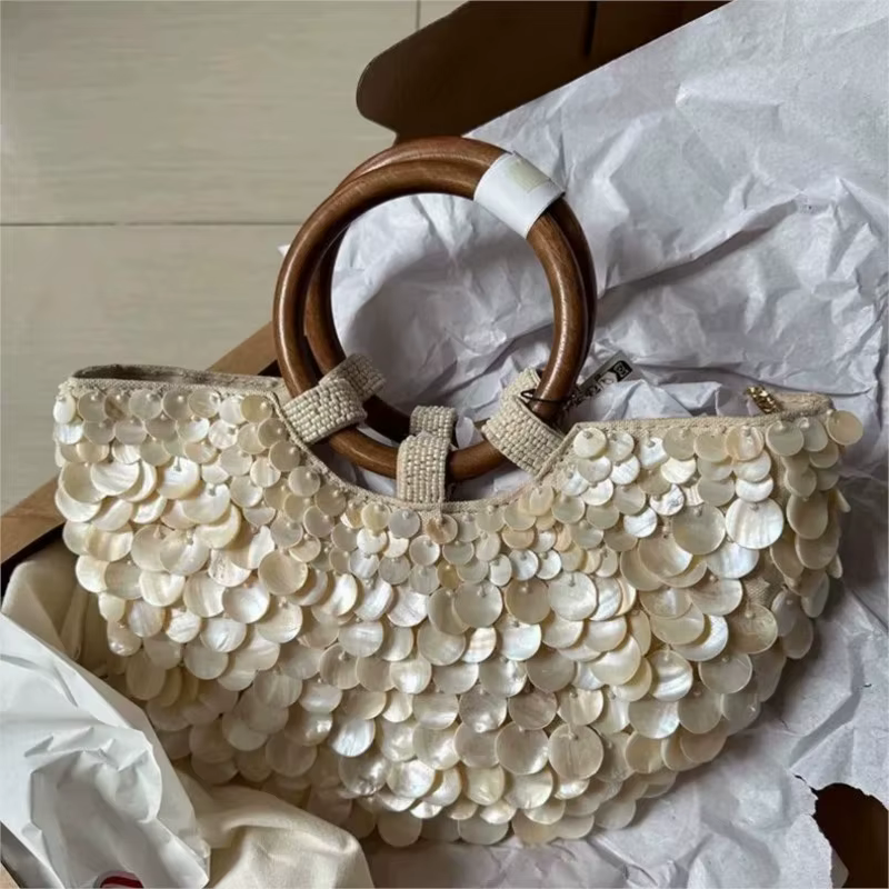 Sac à main à poignée supérieure en bois pour femmes