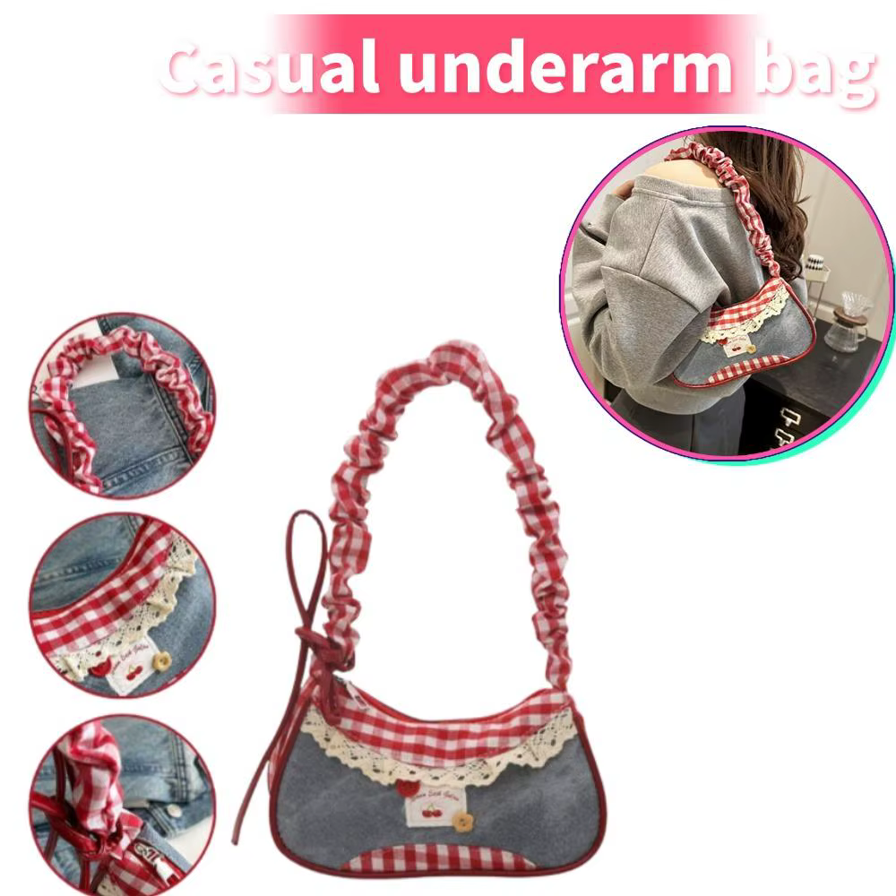 Nouveau mignon sac sous les bras à carreaux Cowboy doux femmes Simple et frais Y2k mode sac à bandoulière décontracté cadeau pour Friengds